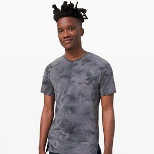 Lululemon Always Agile Short Sleeve Shirt Diamond Dye Asphalt Grey Black NWT L